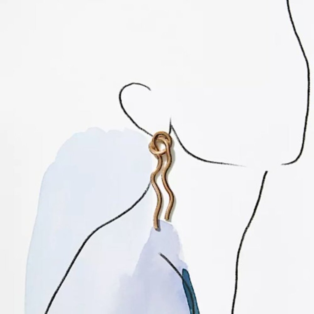 New ~ Anthropologie Snake Chain Loop Long Gold Ea… - image 3